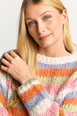 Rich & Royal Gestreifter Grobstrickpullover<Damen Pullover