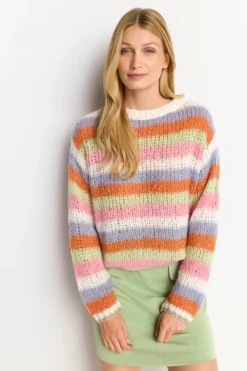 Rich & Royal Gestreifter Grobstrickpullover<Damen Pullover