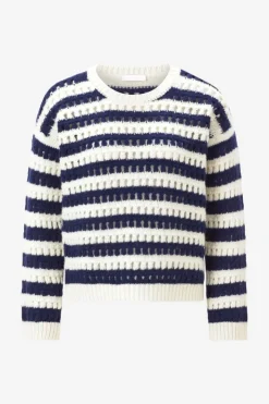 Rich & Royal Gestreifter Lochstrickpullover<Damen Pullover