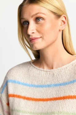Rich & Royal Gestreifter Pullover In Perlweiß<Damen Pullover