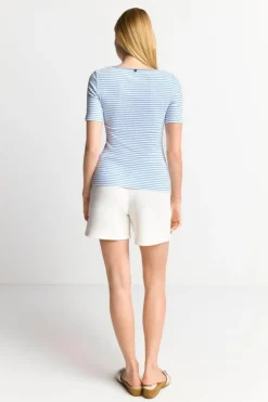 Rich & Royal Gestreiftes T-Shirt In Feiner Rib-Struktur<Damen T-Shirts