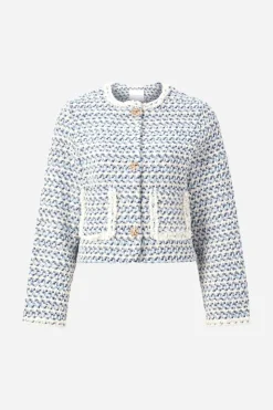 Rich & Royal Kurze Bouclé-Jacke In Blauweiß<Damen Übergangsjacken|Bouclé-Jacken
