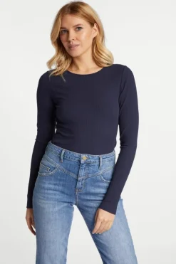Rich & Royal Rib-Longsleeve Mit Rundhals<Damen Longsleeves