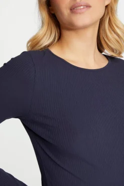 Rich & Royal Rib-Longsleeve Mit Rundhals<Damen Longsleeves