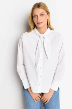 Rich & Royal Weiße Bluse Mit Bindekragen<Damen Casual Blusen|Business Blusen