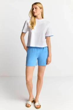 Rich & Royal Weißes T-Shirt Mit Blauen Stickereien<Damen T-Shirts
