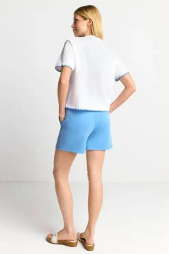 Rich & Royal Weißes T-Shirt Mit Blauen Stickereien<Damen T-Shirts