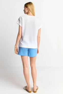 Rich & Royal Weißes T-Shirt Mit Crew-Neck<Damen T-Shirts