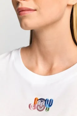 Rich & Royal Weißes T-Shirt Mit Crew-Neck<Damen T-Shirts