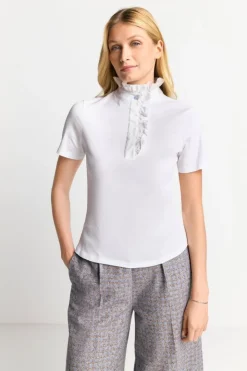 Rich & Royal Weißes T-Shirt Mit Frill-Kragen<Damen T-Shirts