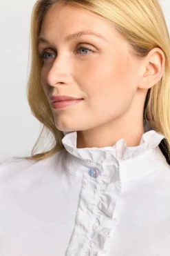 Rich & Royal Weißes T-Shirt Mit Frill-Kragen<Damen T-Shirts