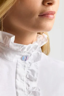 Rich & Royal Weißes T-Shirt Mit Frill-Kragen<Damen T-Shirts