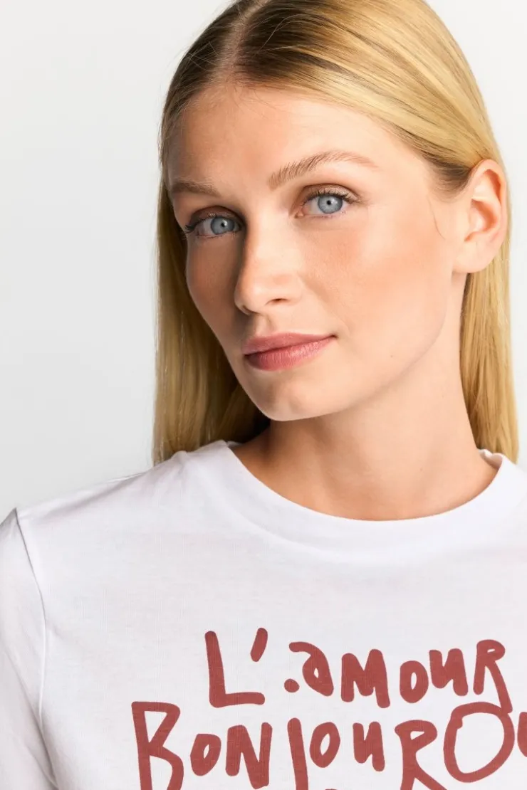 Rich & Royal Weißes T-Shirt Mit Statement-Print<Damen T-Shirts
