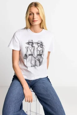 Rich & Royal Weißes T-Shirt Mit Statement-Print<Damen T-Shirts