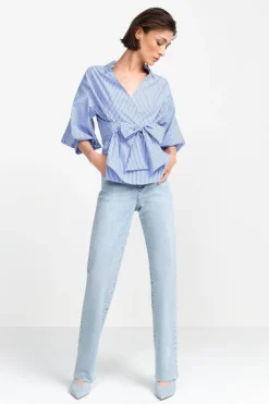 Rich & Royal Wickelbluse Mit V-Neck Und Streifen<Damen Casual Blusen
